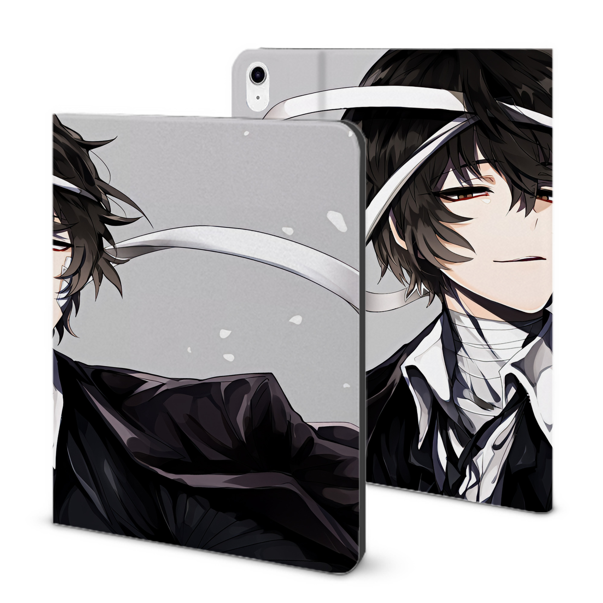 （画像用） 文豪ストレイドッグス Bungo Stray Dogs IPad ケース ブック型 PUレザー TPU 耐衝撃 軽量 薄型 ペン収納なし 全面保護 IPad 各モデル対応